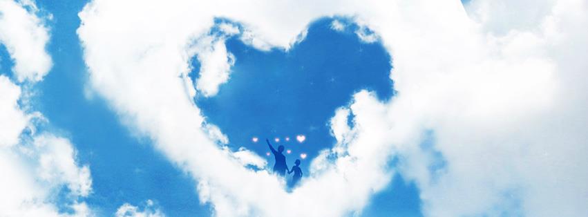 Ảnh bìa trái tim hình thành từ đám mây trắng