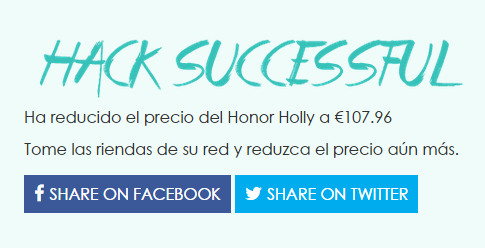 Hasta el 23 de Febrero podemos ir bajando el precio de venta del Honor Holly.
