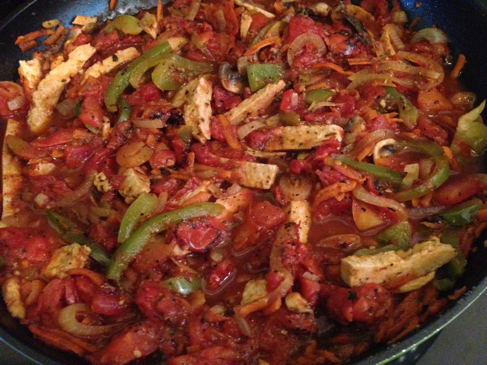 The Vegan Hucklebuck Vegan Chicken Cacciatore over Mashed Potatoes