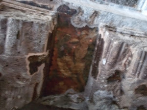 Painting fragment  in Jain cave temple of Ellora.
