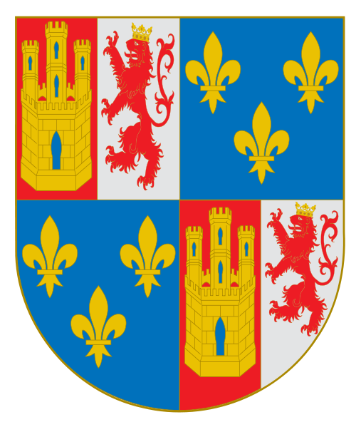 Armas da família "de Lacerda" (1º e 4º Casa Real de Castela e Leão; 2º e 3º Casa Real de França)