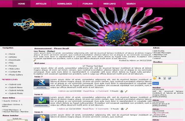 Free Phpfusion Pink Black Floral Theme Template Free Phpfusion Pink Black Floral Theme Template