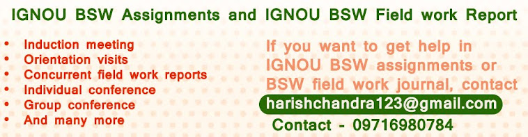 IGNOU BSW Field Work Journal