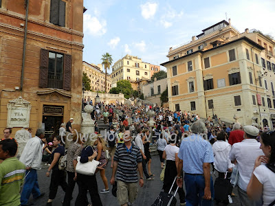 Large crowds gather on the Spanish Steps