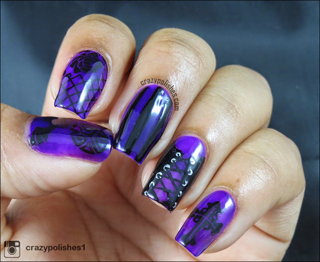 3. "Gothic Nail Art with Green and Blue Accents" - wide 6