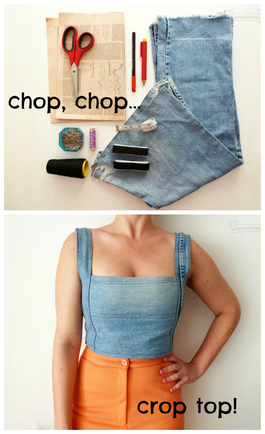 Upcycle Old jeans, new top, chop chop! the ReFab Diaries