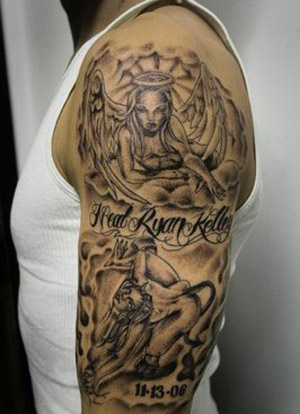 Angel Design Tattoo on Symbol Of Superiority Some People Often Use Angel Tattoos Designs To