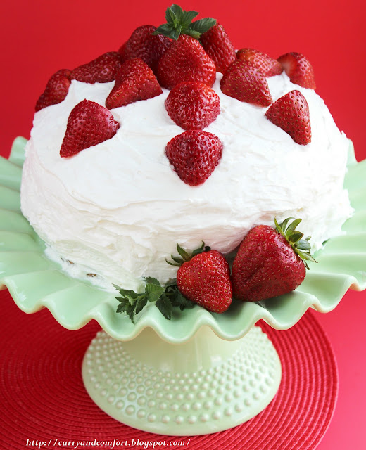 Kitchen Simmer Strawberries and Cream Layer Cake