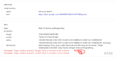 peringatan:page contains property "postid" which is not part of the schema