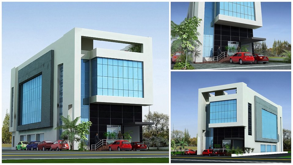 3D Front 3D Front Elevation of Plaza & Tower Commercial