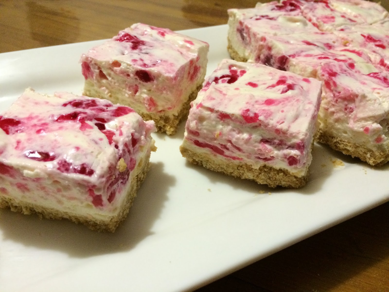 Low Fat Raspberry Jelly Swirl Cheesecake Slice A Dash Of Flavour
