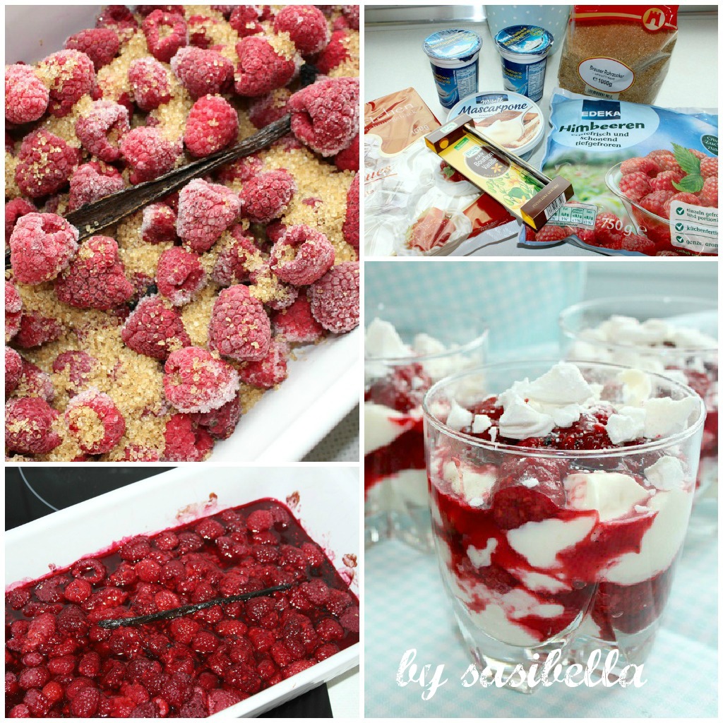 "Ofengeschmorte Vanille Himbeeren mit MeringueSahne" Sasibella