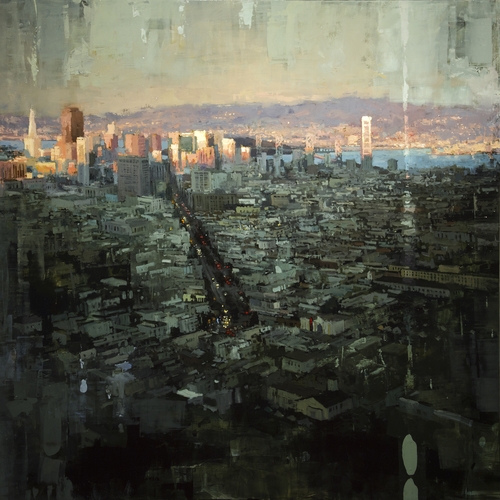16-Last-Light-of-San-Francisco-Jeremy-Mann-Figurative-Painting-in-Cityscapes-Oil-Paintings-www-designstack-co