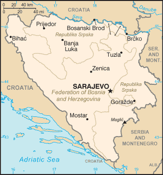 Bosnia y Herzegovina Mapa de la Politico