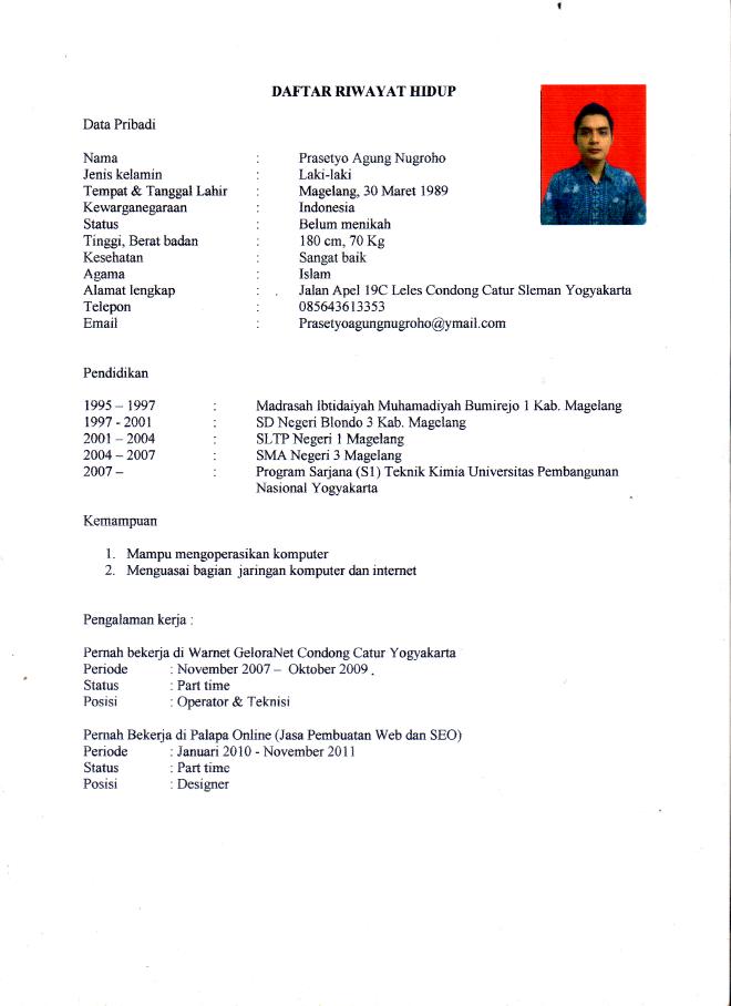 Contoh Surat Daftar Riwayat Hidup Pdf