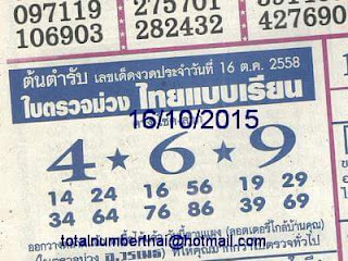 Thai Lotto  Noon Misss Touch October 