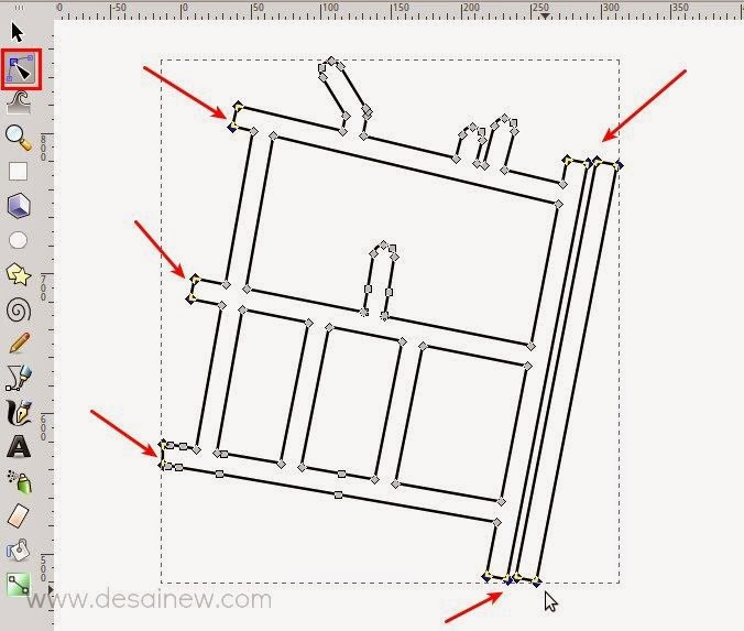 desain vektor denah jalan Edit node di stroke atau garis