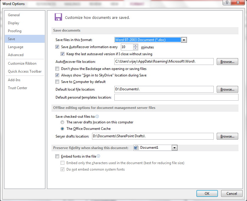 Microsoft Office Excel Autosave Folder