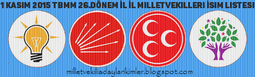 1 Kasim 2015 Tbmm 26 Donem Il Il Milletvekilleri Isim Listesi
