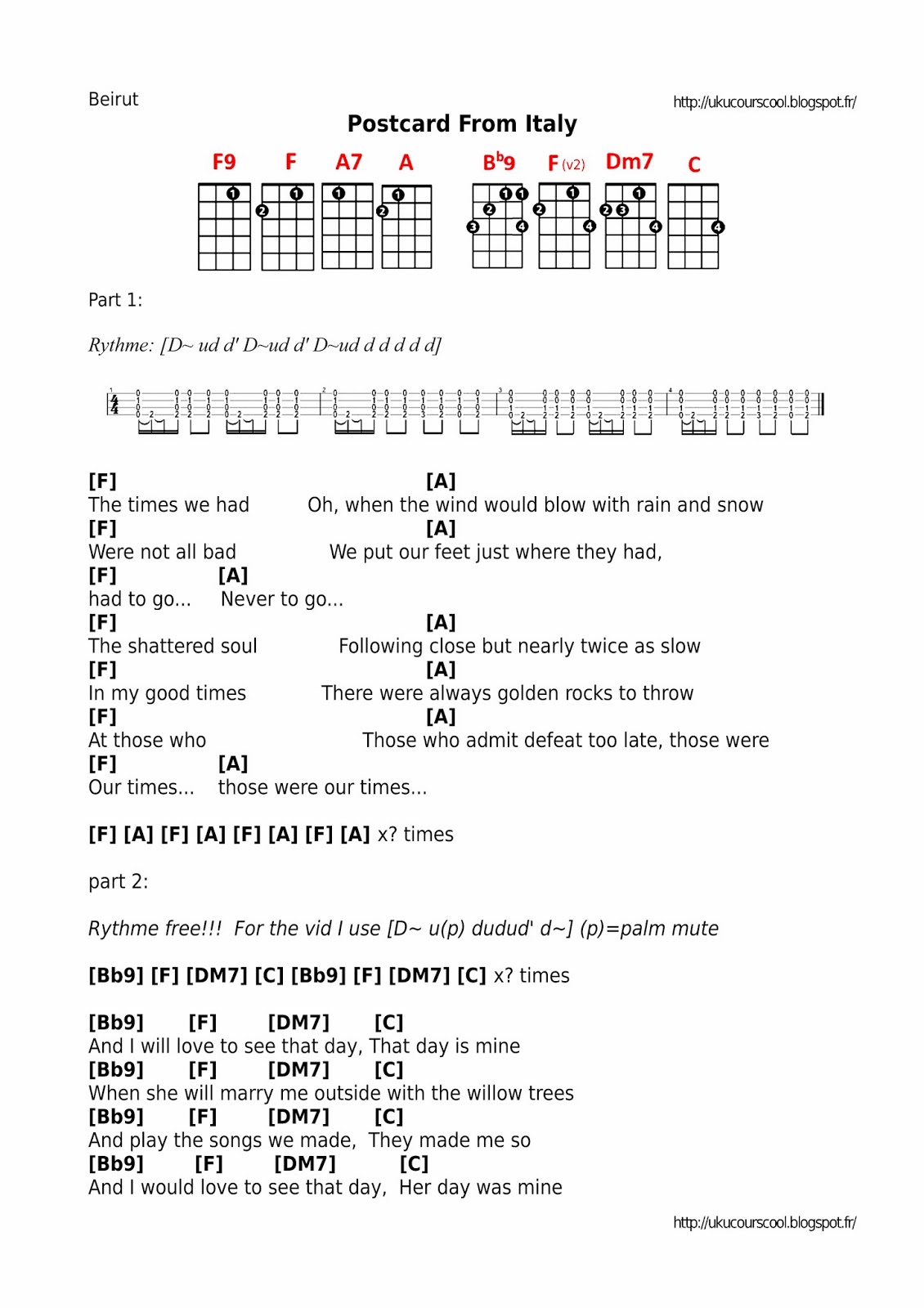 UkuCoursCool TAB' n' VID' N°29 "Postcard From Italy" Beirut (Uku