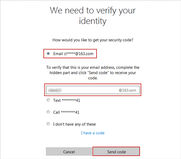 choose the way to get security code choose the way to get security code