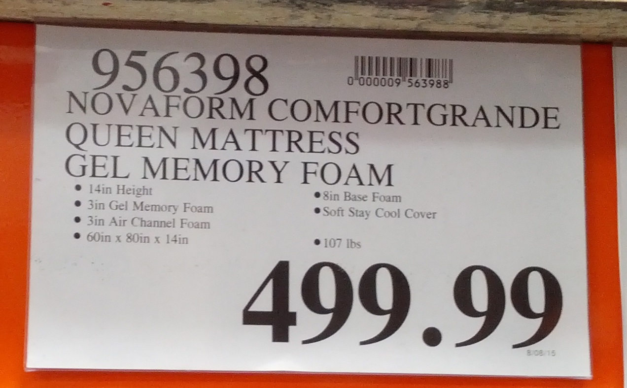 Novaform ComfortGrande Queen Gel Memory Foam Mattress Costco Weekender