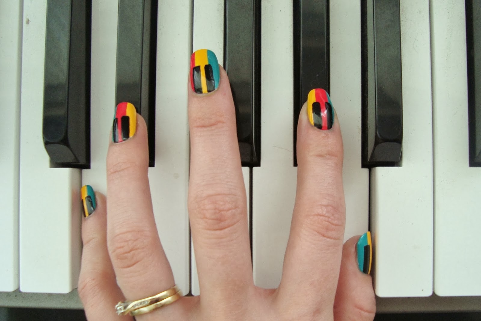3. Black and White Piano Key Nails - wide 4