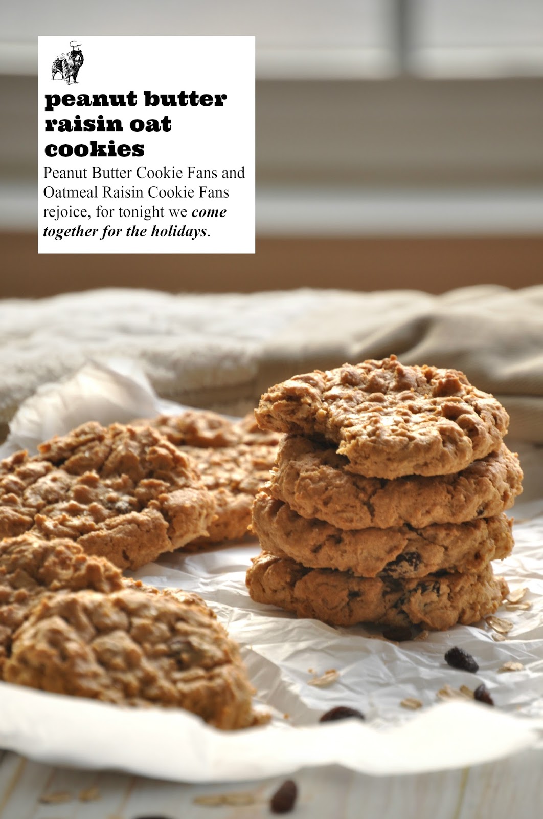 peanut butter raisin oat cookies Chow Creations