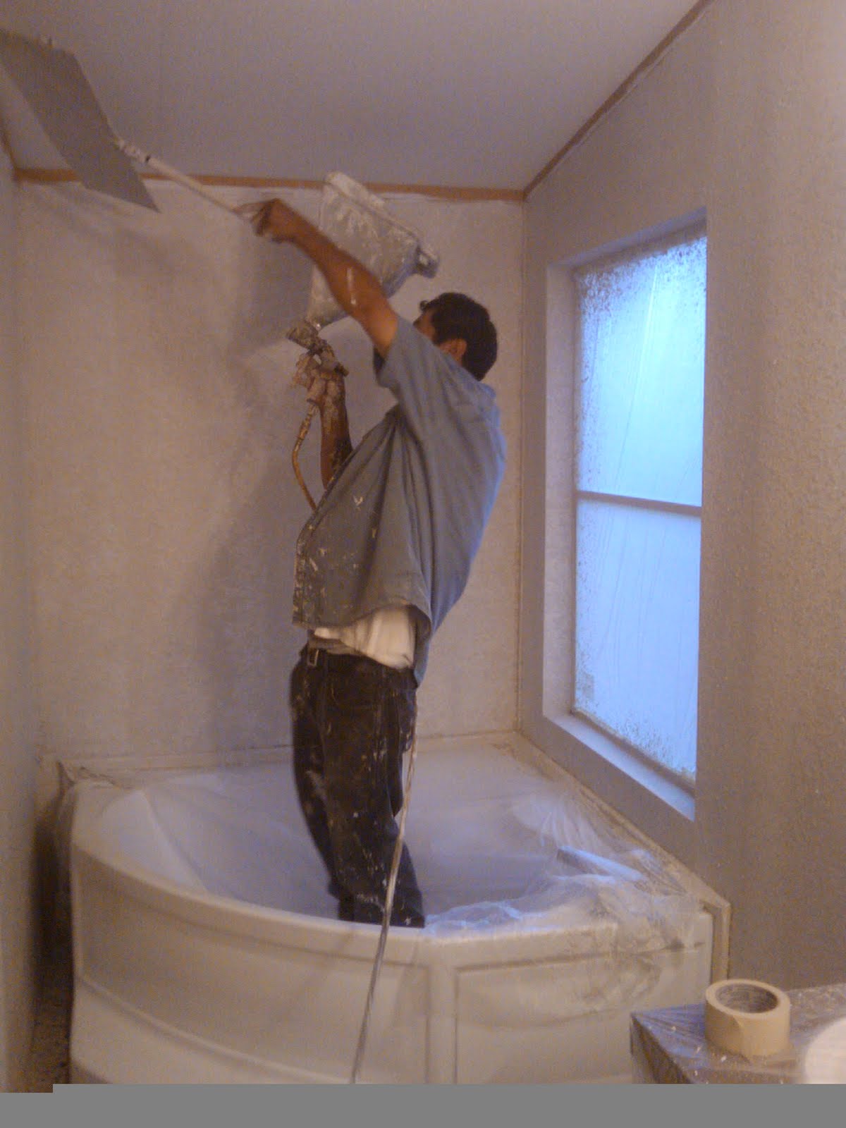 Mobile Home Makeover Walls getting orange peel texture