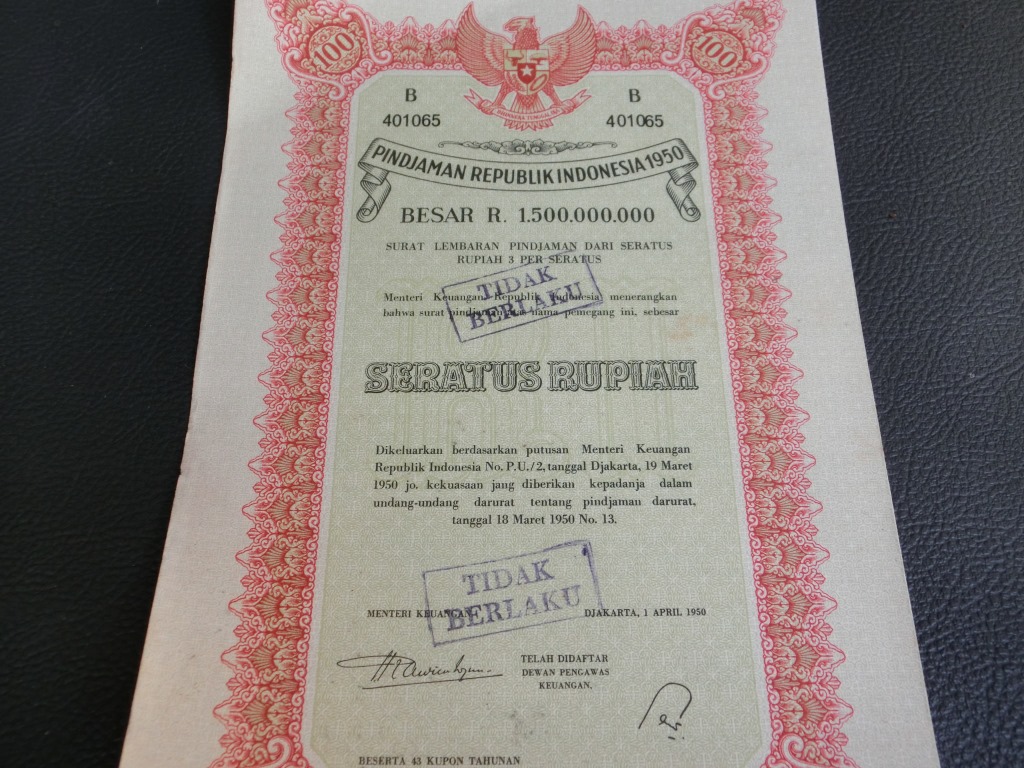 Sejarah Aset Yg Berharga Obligasi Tahun 1950 Pecahan 100