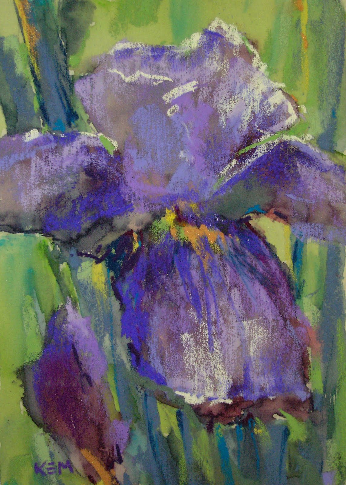 Painting My World Plein air Iris with a watercolor underpainting
