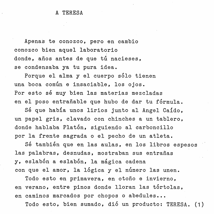 A Teresa. De Rosa Chacel