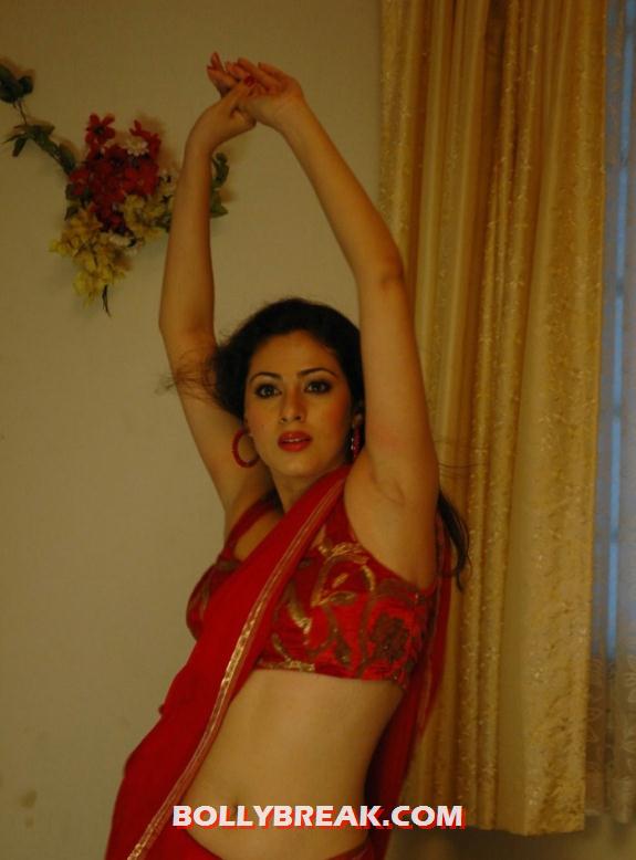 Sana enticing her viewers in a super hot red sari and flaunting her navel - (6) - Sada in red saree Hot Navel Show