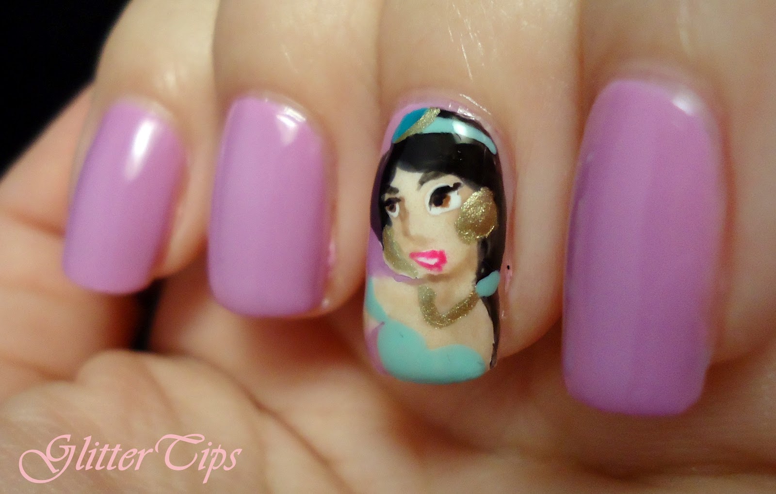 Glitter Tips Princess Jasmine Nails