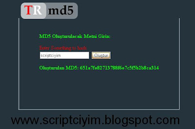 php md5 oluşturma scripti