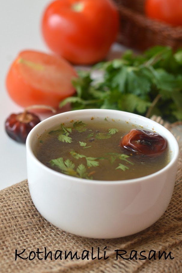 Palakkad Chamayal Kothamalli Rasam / Coriander Rasam