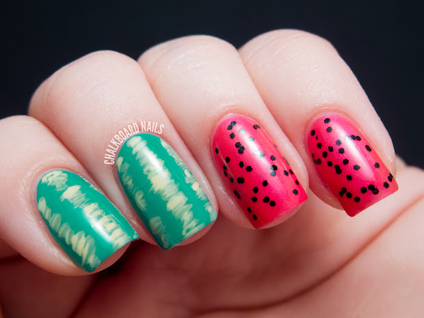 easy watermelon nail art chalkboard