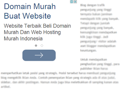 Contoh iklan di bawah judul postingan blog