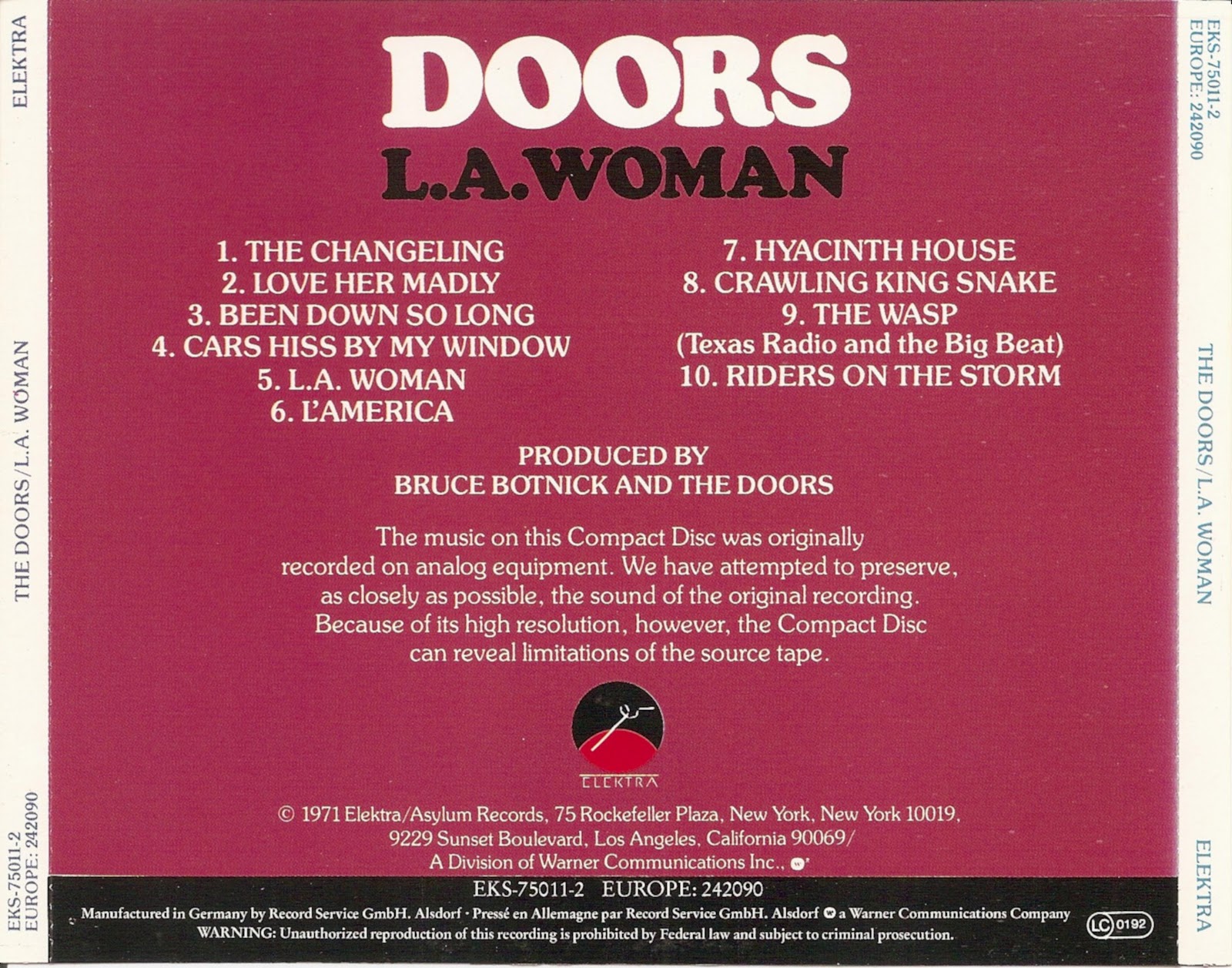 The First Pressing CD Collection The Doors L.A. Woman