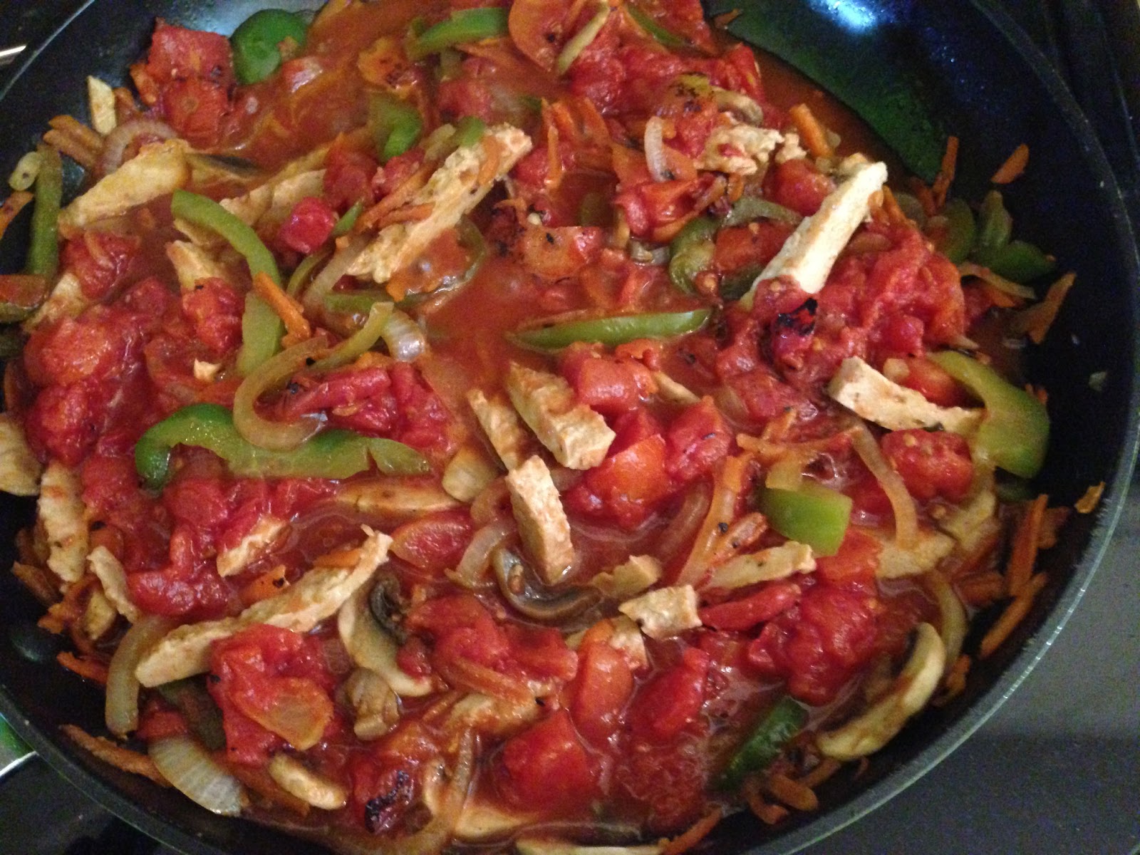 The Vegan Hucklebuck Vegan Chicken Cacciatore over Mashed Potatoes