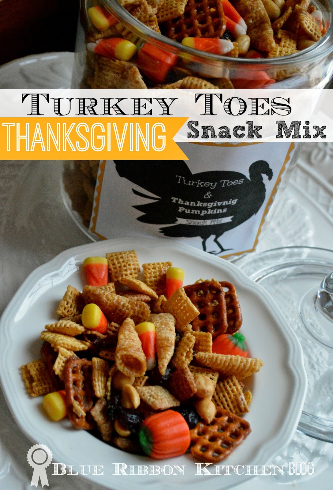 Blue Ribbon Kitchen Thanksgiving Snack Mix Turkey Toes and Pumpkins