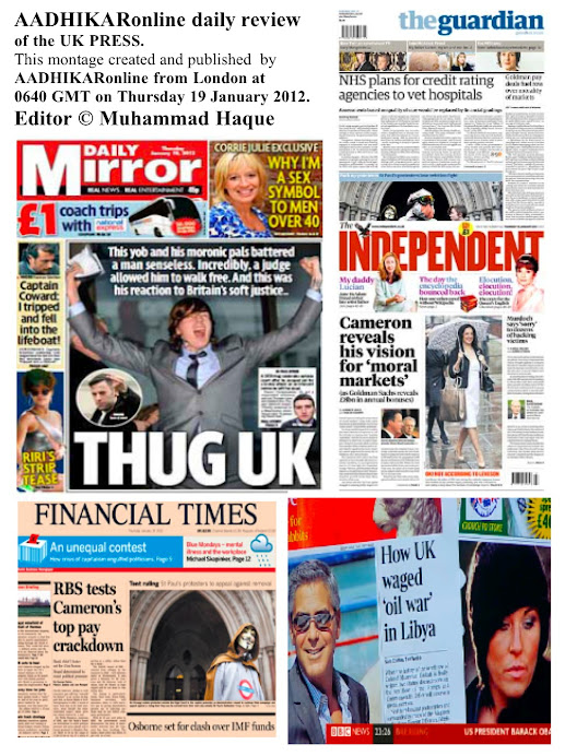 AADHIKAR Media review of UK Press 19 January 2012