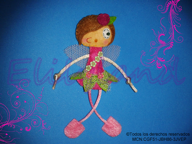 Muñeca Fieltro Mini-Elily Hada Flores