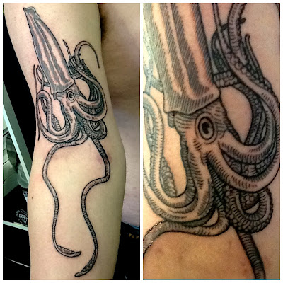 Giant Squid; Line Work; tattoo
