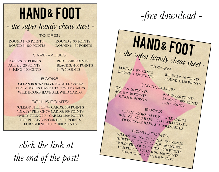 Hand And Foot Card Game + Free Printable Triple Max Tons