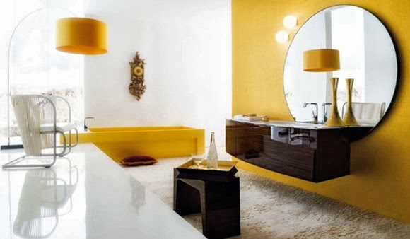 Baños en color amarillo y marrón - Colores en Casa