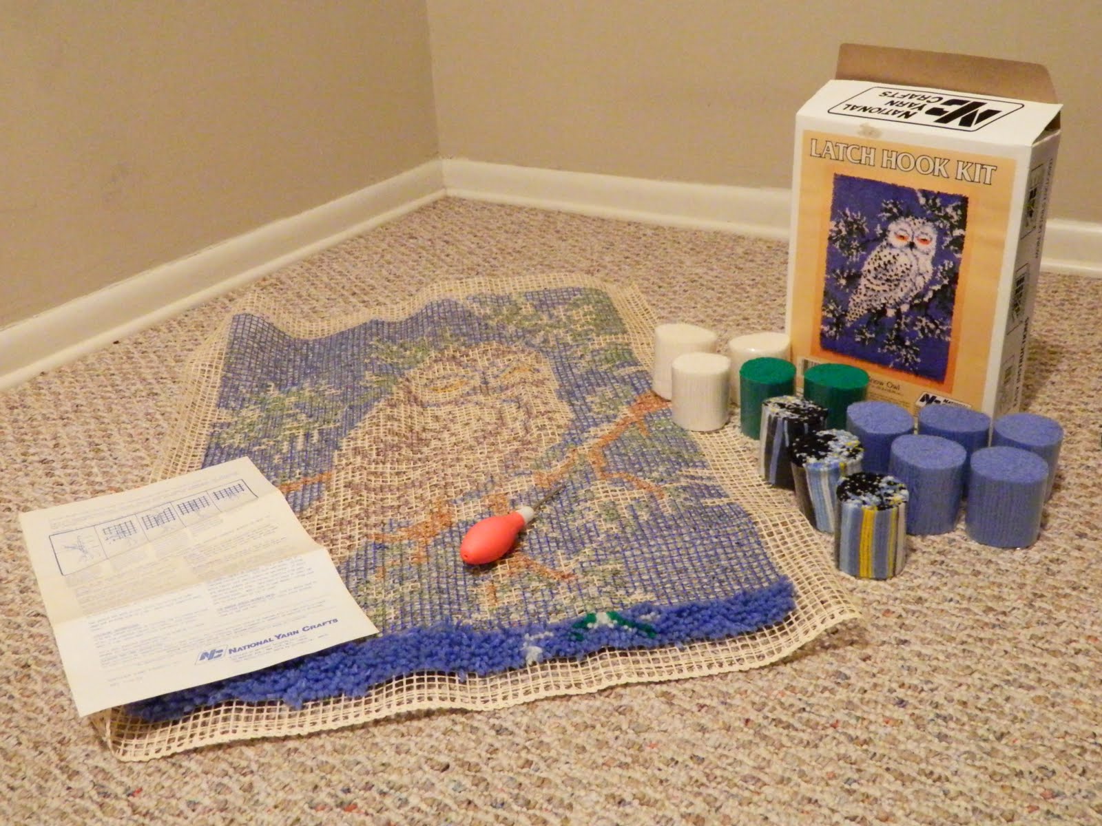 Ladylikely Crafting Vintage Snow Owl Latch Hook Kit