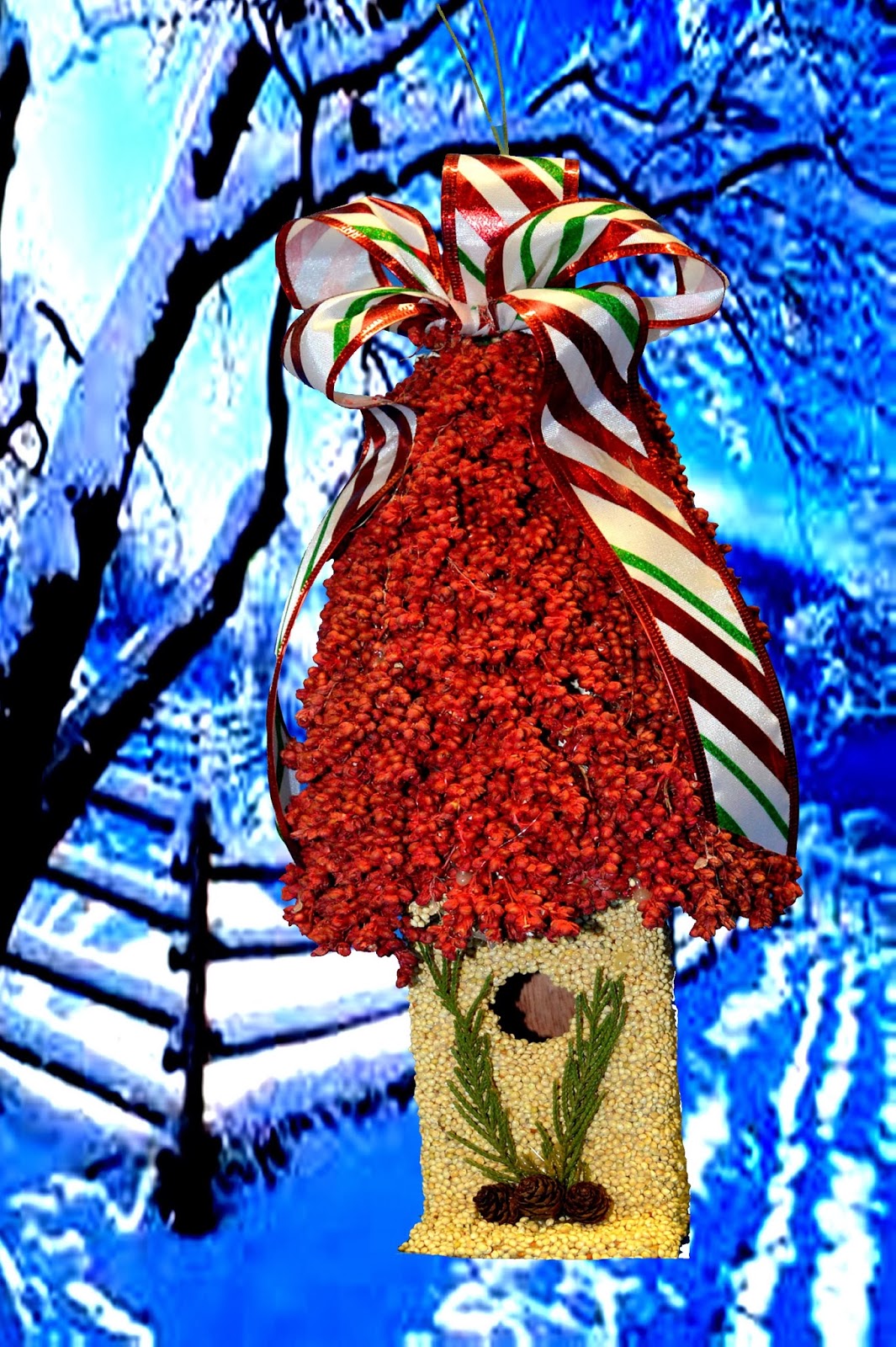 BirdLodges.com: Christmas Gifts for Wild Birds: Seed-covered Birdhouses