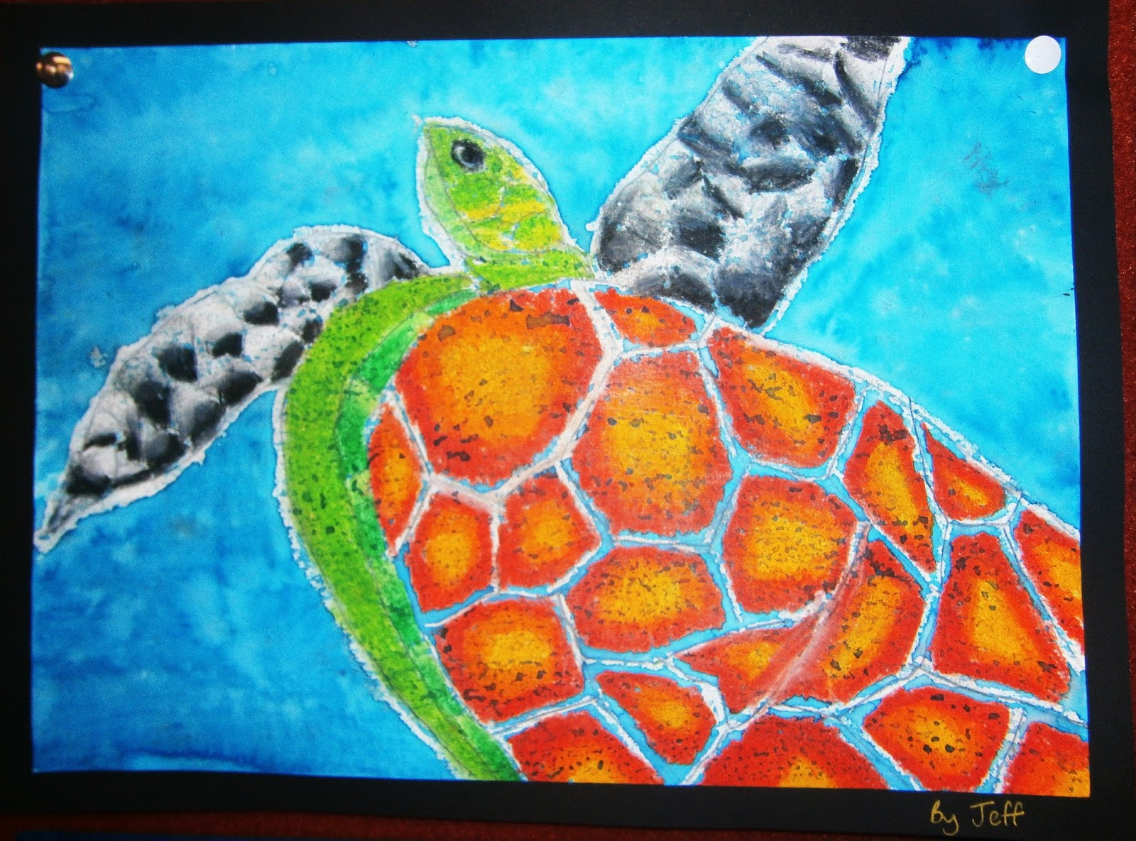 Art with Mrs Baker WaxResist Turtles