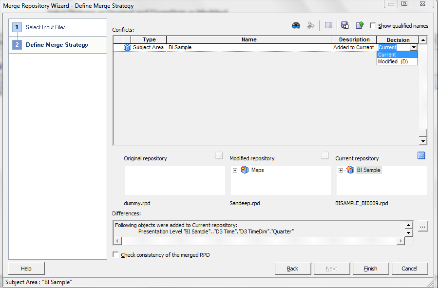 How to MERGE Two Repository in OBIEE 11G The Big Data Business